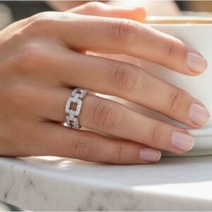 Moissanite solid silver 2.1ct band ring